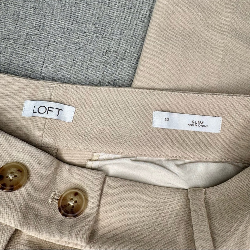 LOFT Slim Straight Leg Pencil Pants in Curvy Fit Dress Pants in Ecru Size 10 - Picture 9 of 11
